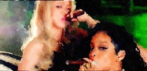 Shakira and Rihanna Enjoy Cigars