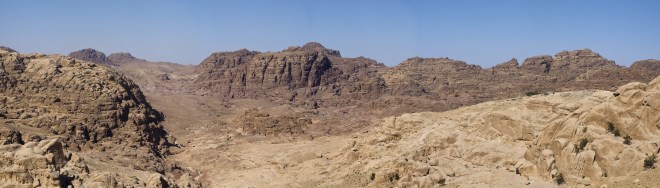 The mountains of Petra with Aaron's Tomb on the highest peak