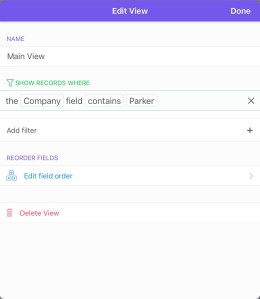 Airtable Parker Filter