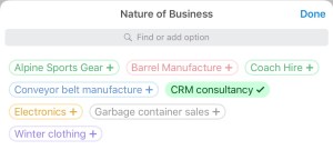 Airtable Nature of Business Sorted